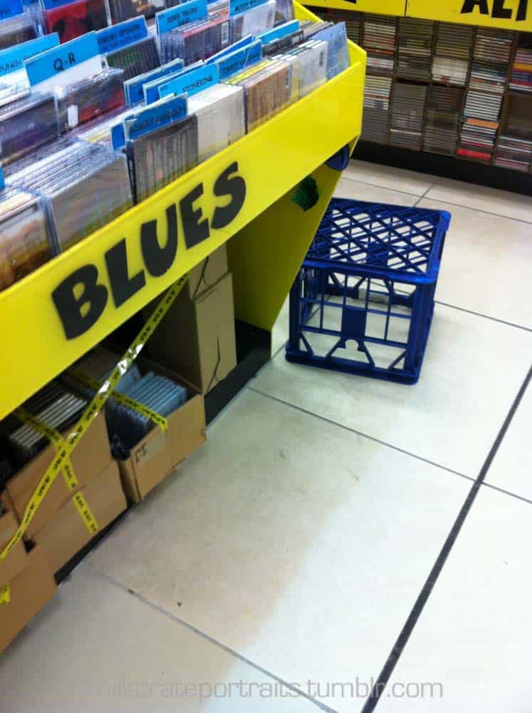 Blue milk crate wants to hear some blues