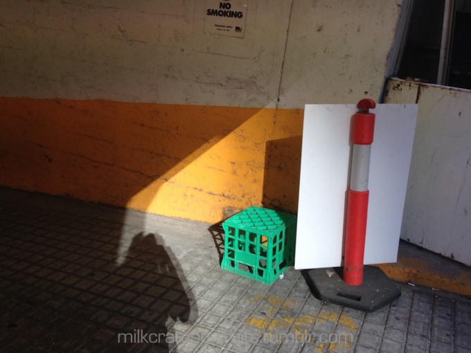 Parking garage milk crate