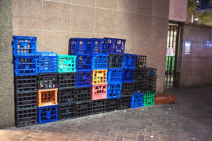 Milk crate wall