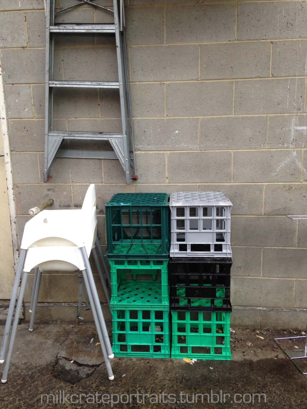 High chairs and milk crates
