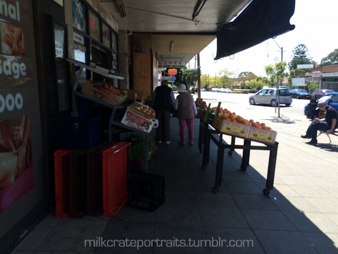 Fruit shop milk crates