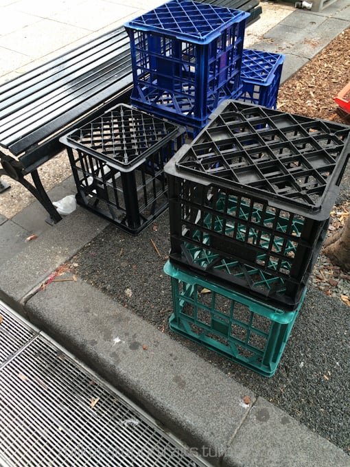 Crates outside the cafe