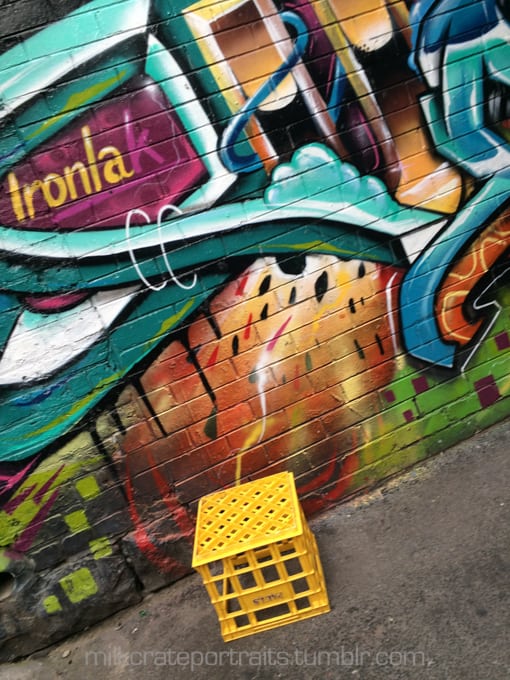 Melbourne’s laneways. A rare yellow crate.