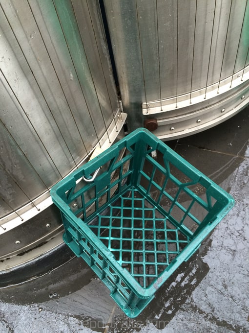 Crate in the rain