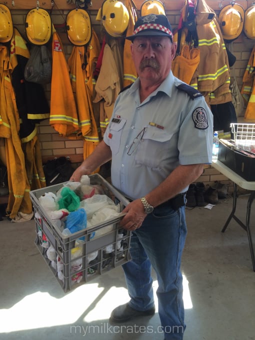 Greg, the Macedon CFA Captain with crate