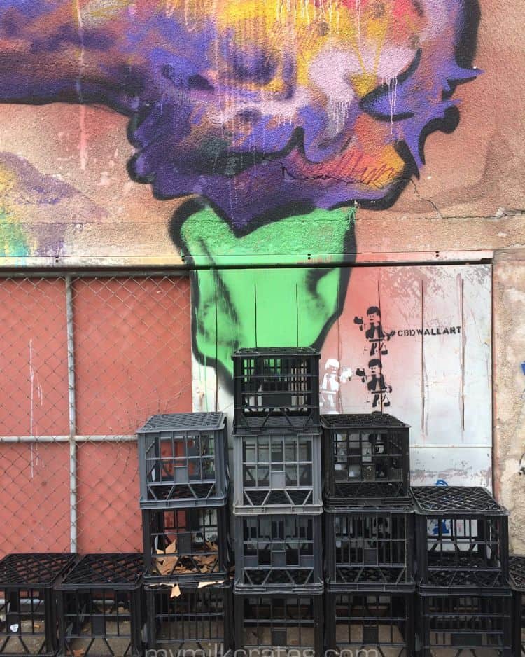 Black crates and street art