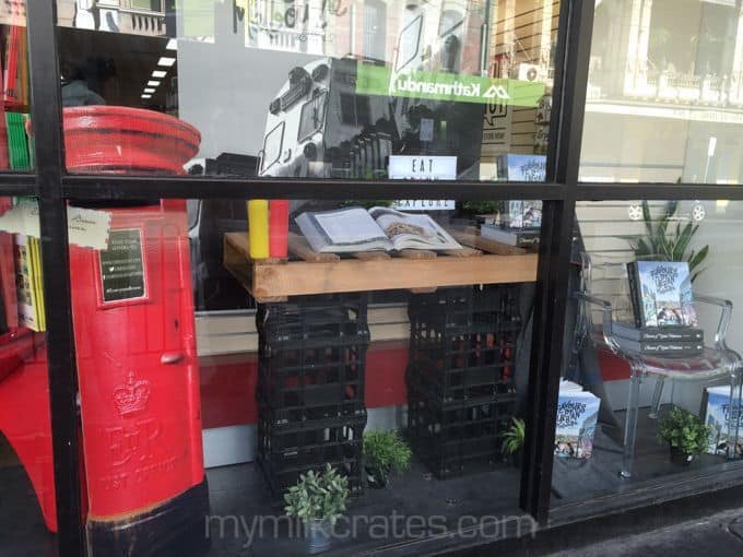 Bookshop crate shelf