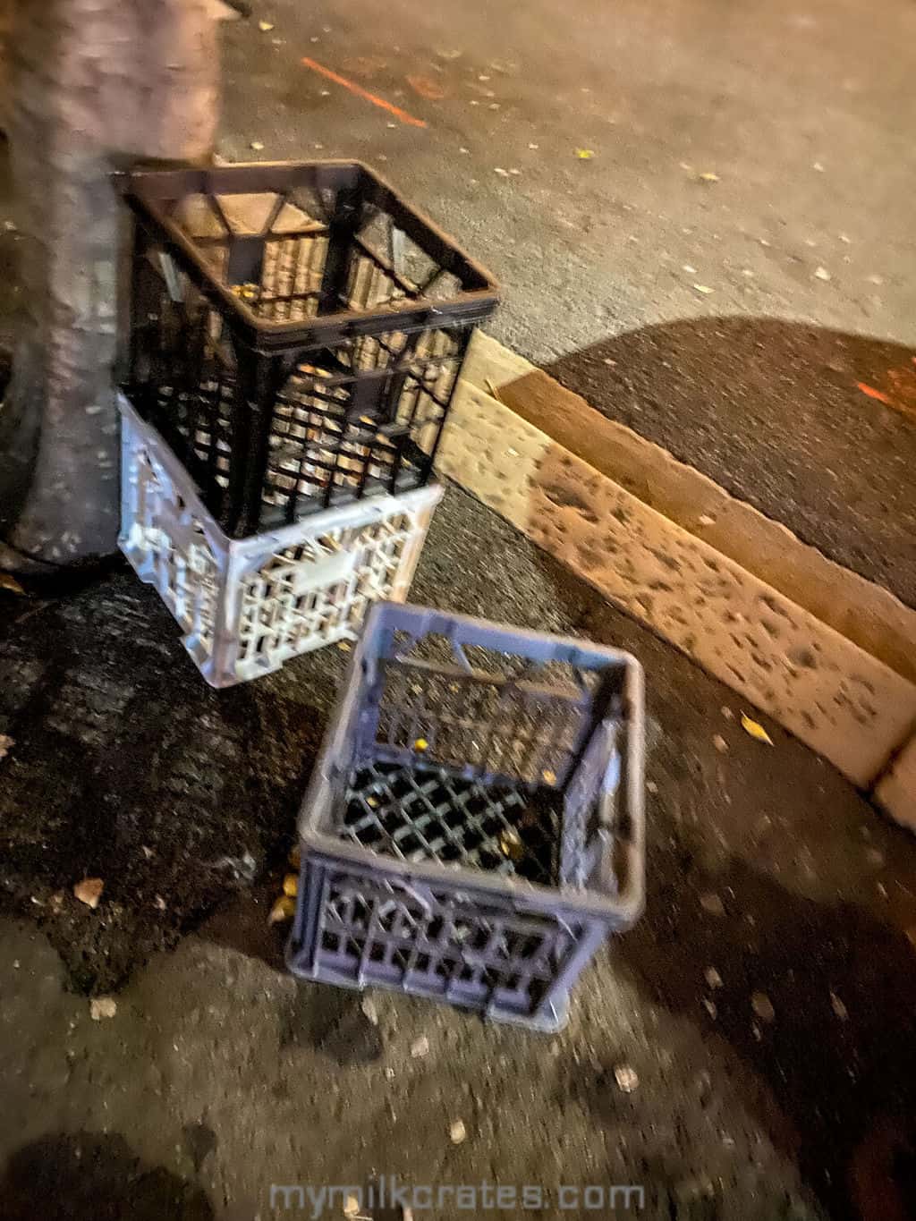 Blurry night crates